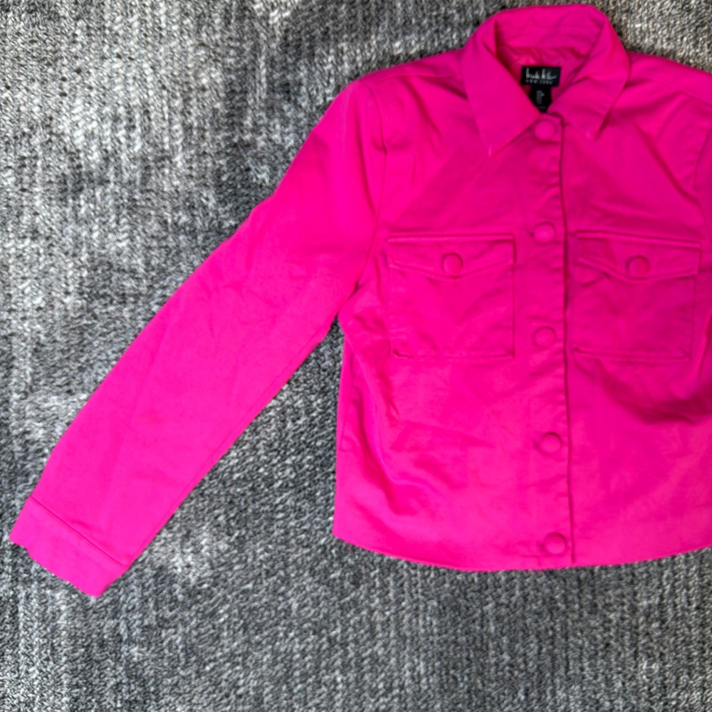 Nicole Miller New York Hot Pink Button Front Cropped Jacket Size S Barbiecore - Picture 4 of 16